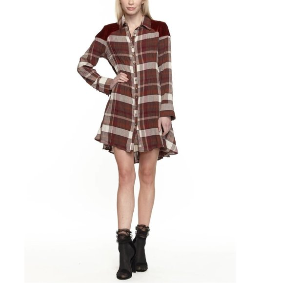 Aratta Omaha Tunic Dress • Small • Velvet • Plaid - Picture 2 of 4